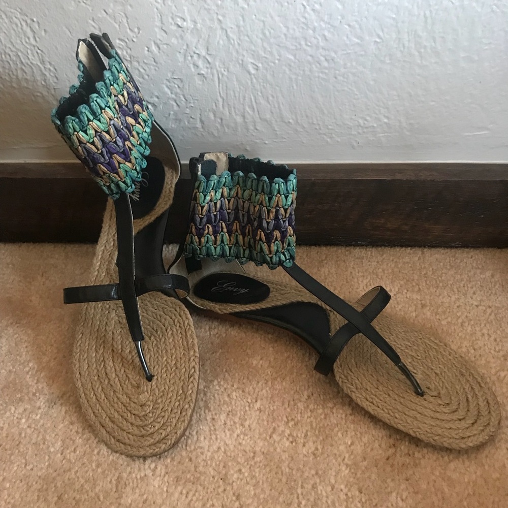 Mojo Black Sandals - Multi-color ZigZag - by Envy!